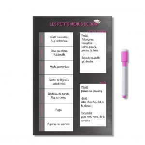 Exemple d'idées Planning organisateur personnalisé des menus de la semaine avec notes et liste de courses et feutre aimanté