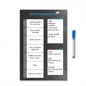 Exemple idées Planning organisateur personnalisé des menus de la semaine avec notes et liste de courses et feutre aimanté